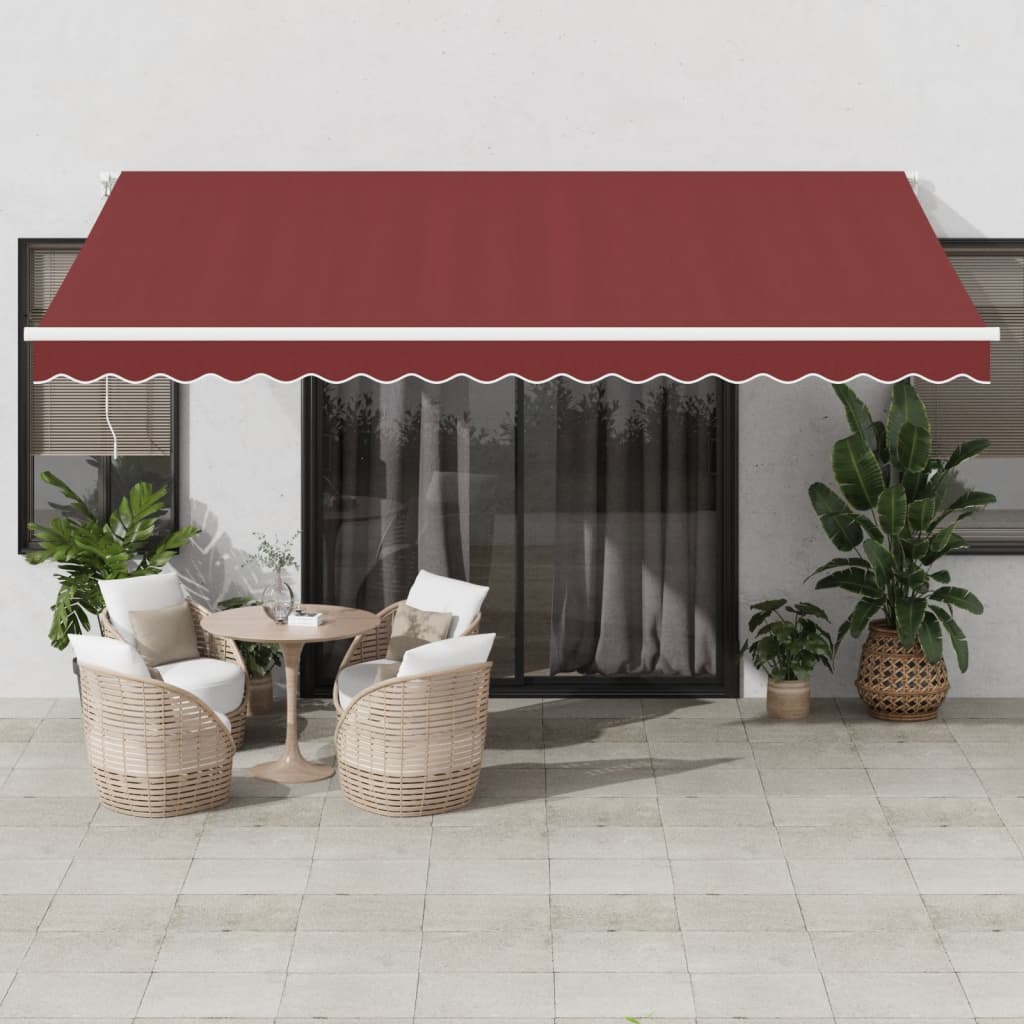 Automatisk uttrekkbar markise med LED burgunder 450x350 cm