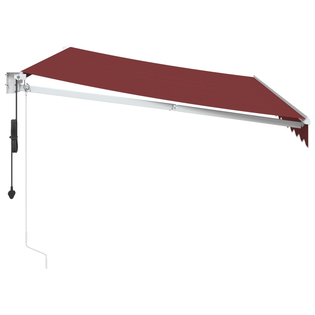 Automatisk uttrekkbar markise med LED burgunder 350x250 cm