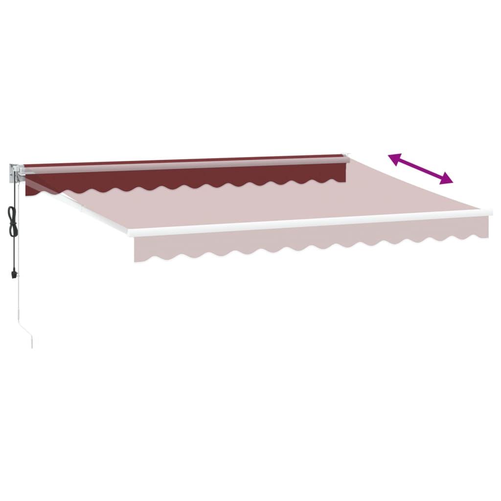 Automatisk uttrekkbar markise med LED burgunder 350x250 cm