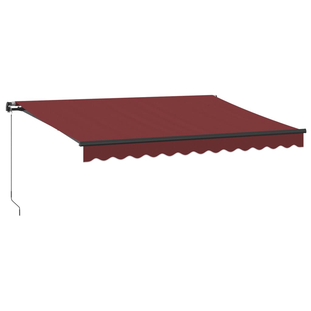 Manuell uttrekkbar markise med LED burgunder 350x250 cm