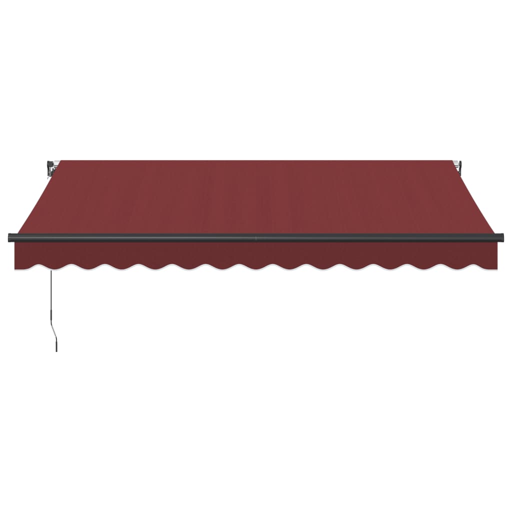 Manuell uttrekkbar markise med LED burgunder 350x250 cm