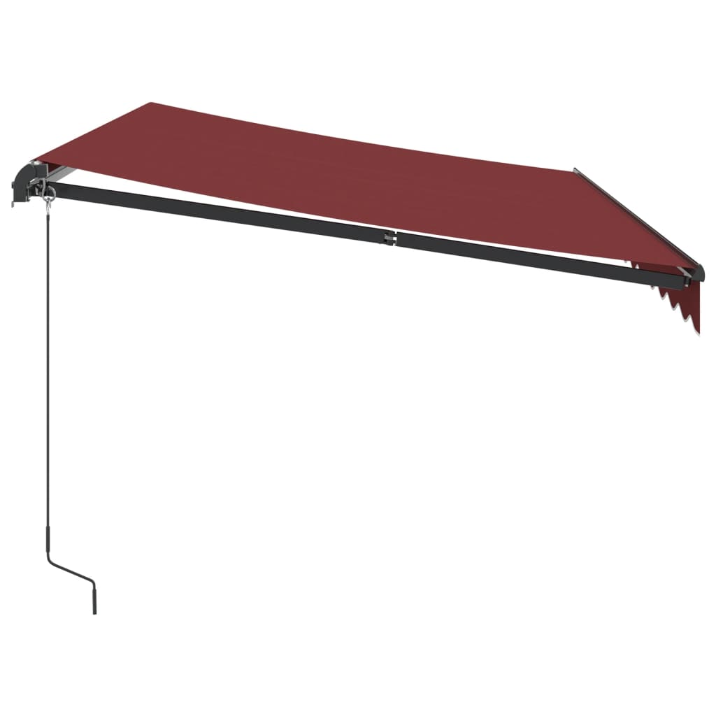 Manuell uttrekkbar markise med LED burgunder 350x250 cm