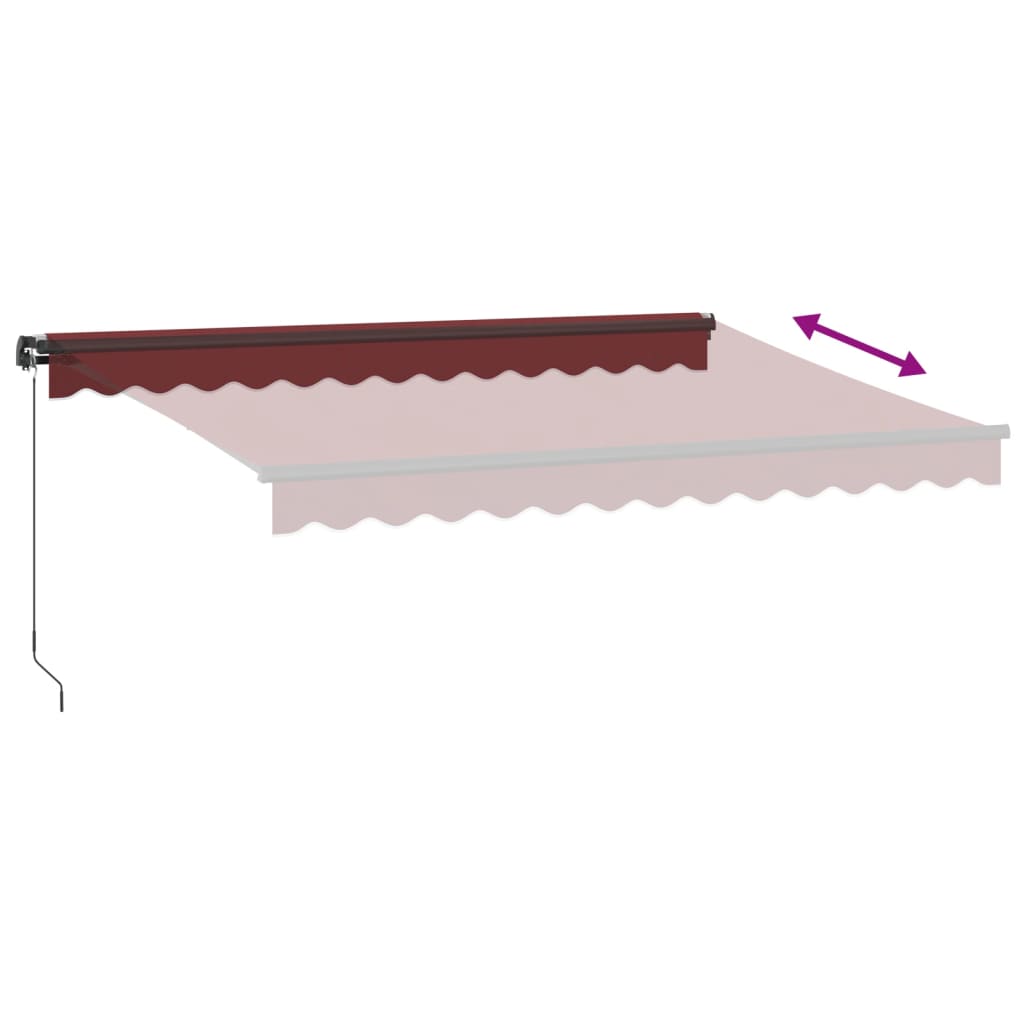 Manuell uttrekkbar markise med LED burgunder 350x250 cm