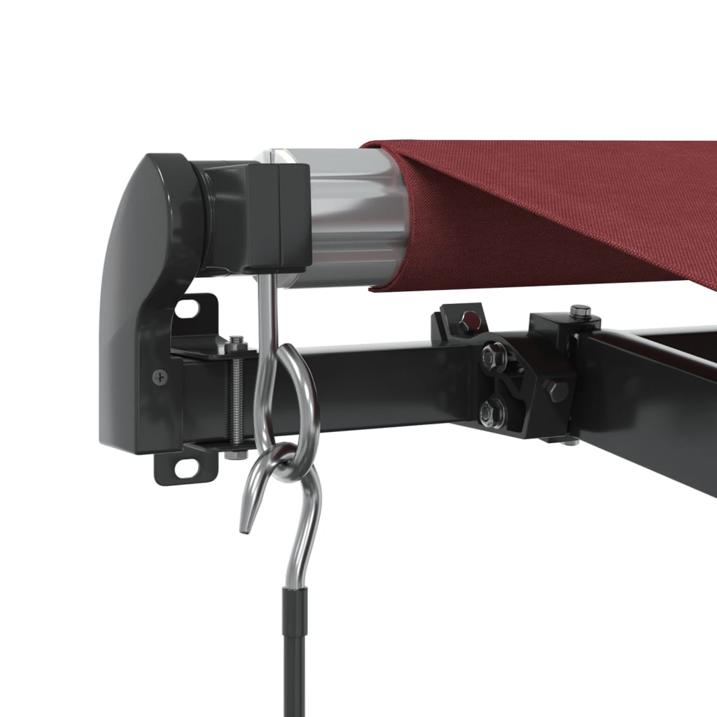 Manuell uttrekkbar markise med LED burgunder 350x250 cm