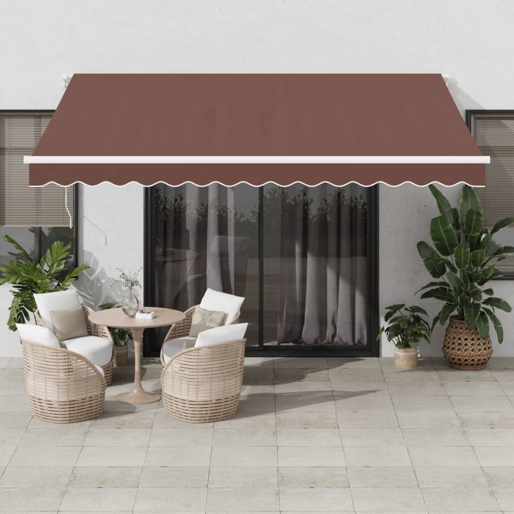 Manuell uttrekkbar markise brun 400x350 cm