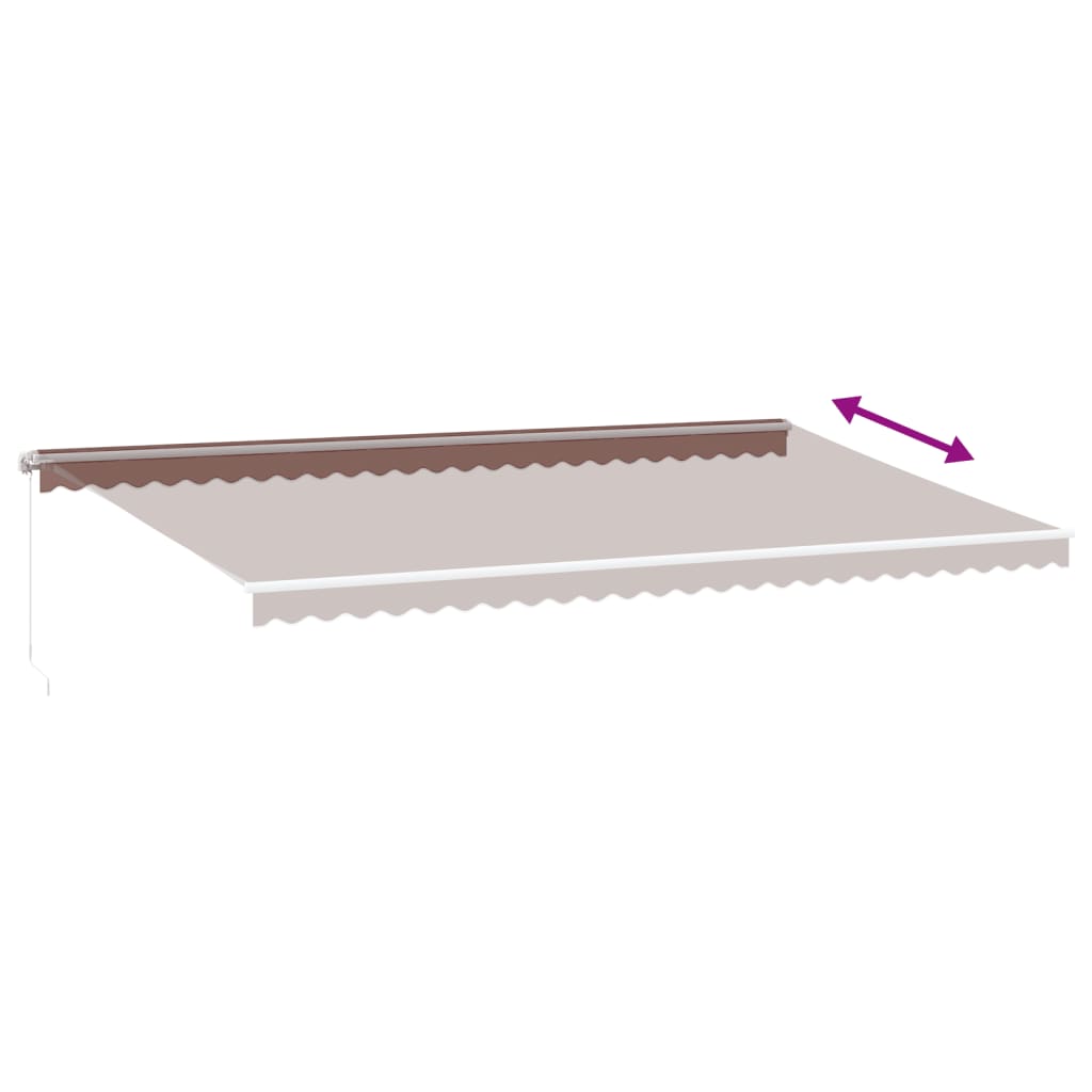 Manuell uttrekkbar markise med LED brun 600x350 cm