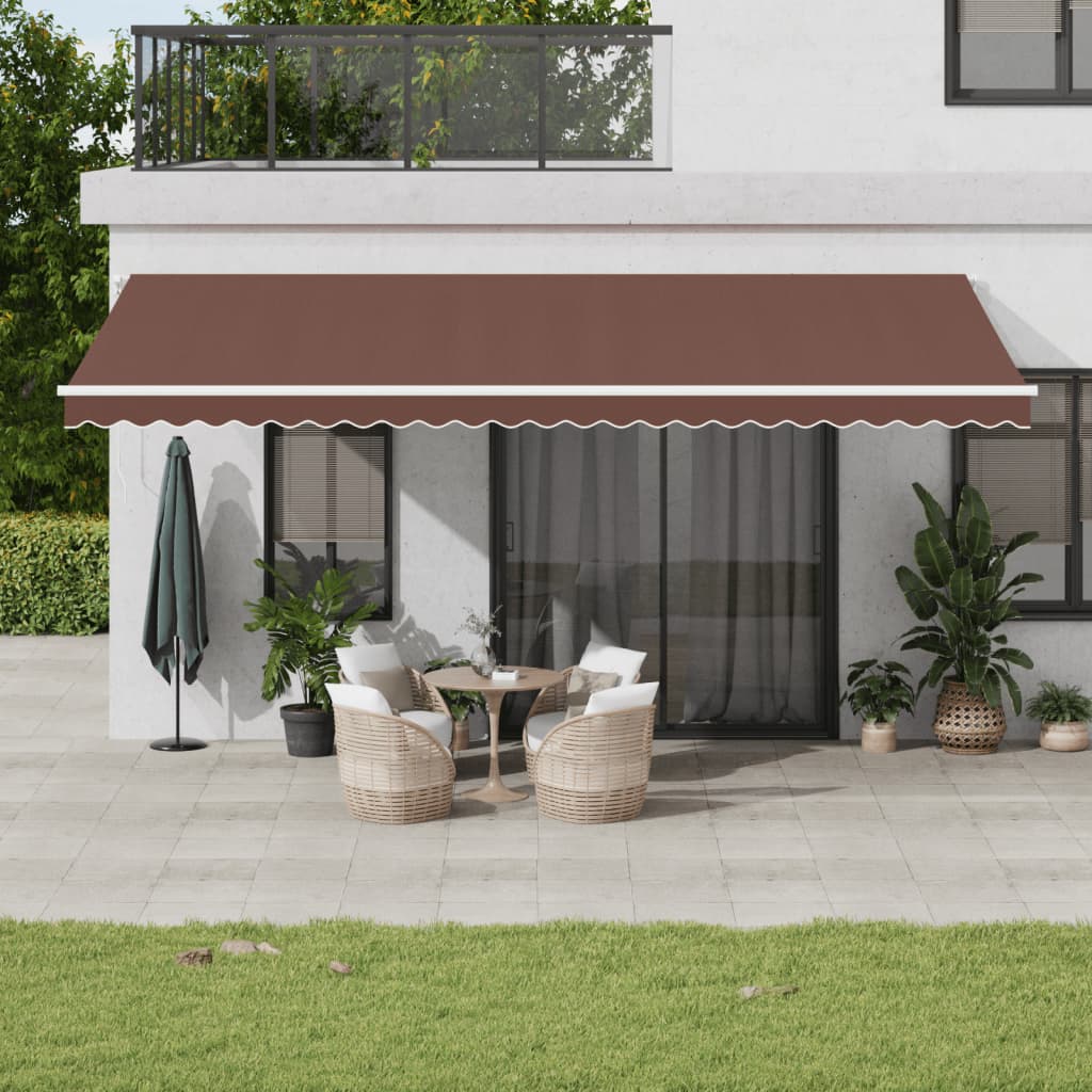 Manuell uttrekkbar markise med LED brun 600x350 cm