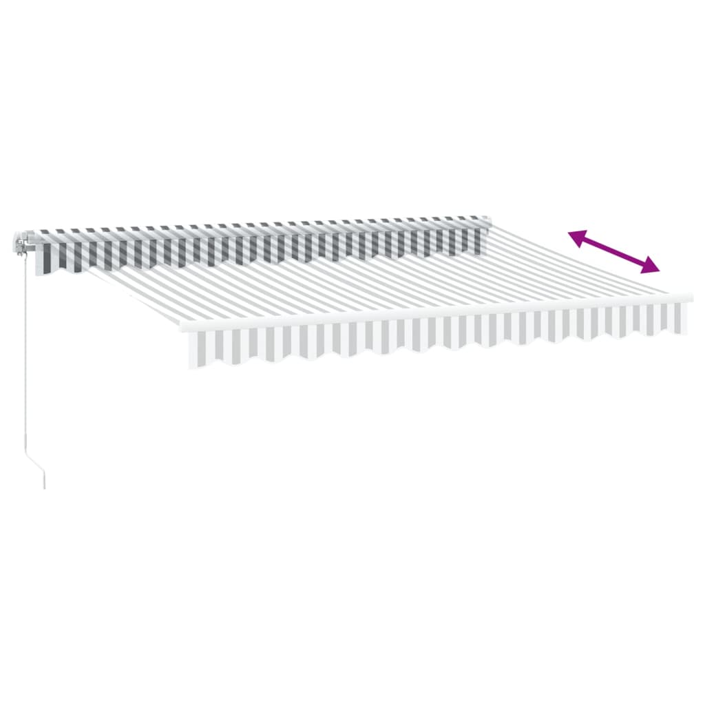 Manuell uttrekkbar markise med LED antrasitt og hvit 350x250 cm