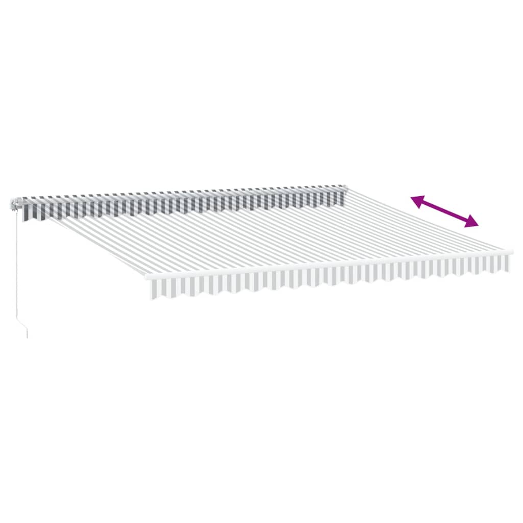 Manuell uttrekkbar markise med LED antrasitt og hvit 450x300 cm