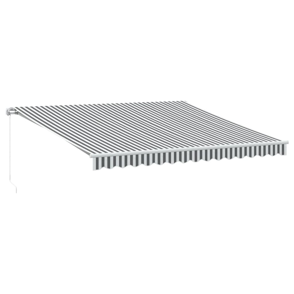 Manuell uttrekkbar markise antrasitt og hvit 400x350 cm