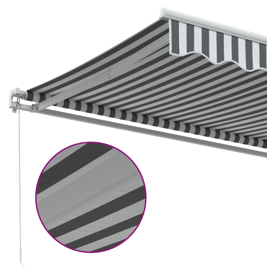 Manuell uttrekkbar markise antrasitt og hvit 450x350 cm