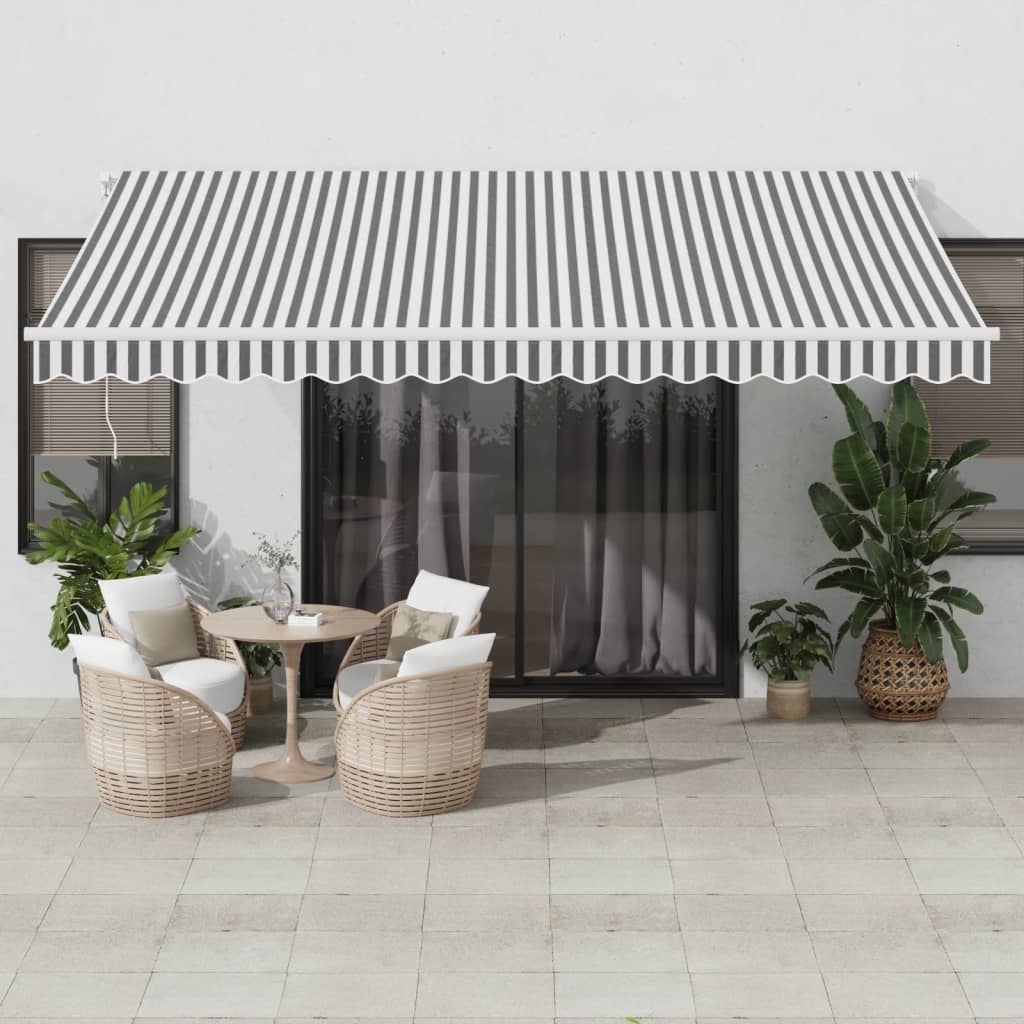 Manuell uttrekkbar markise antrasitt og hvit 450x350 cm