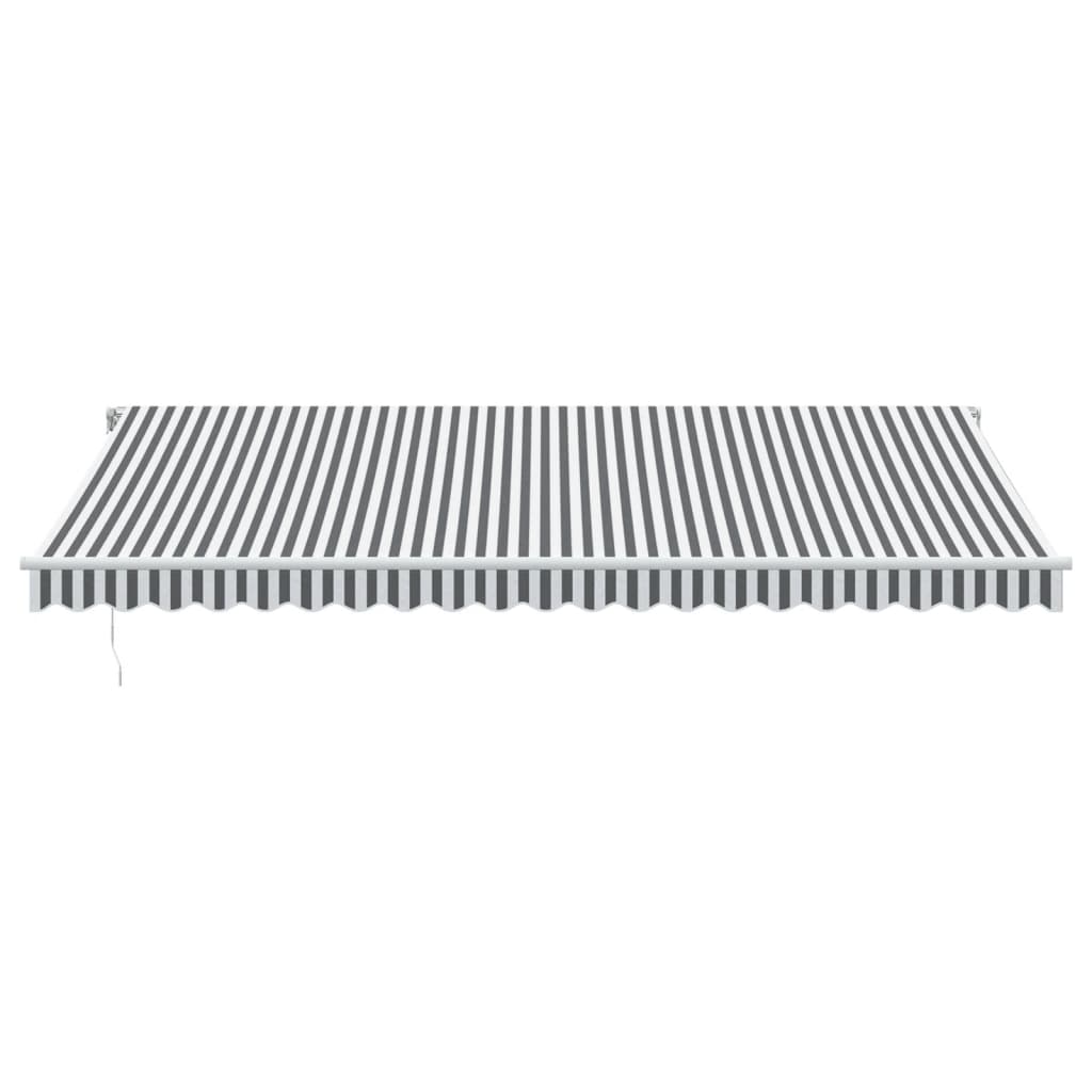 Manuell uttrekkbar markise med LED antrasitt og hvit 500x350 cm