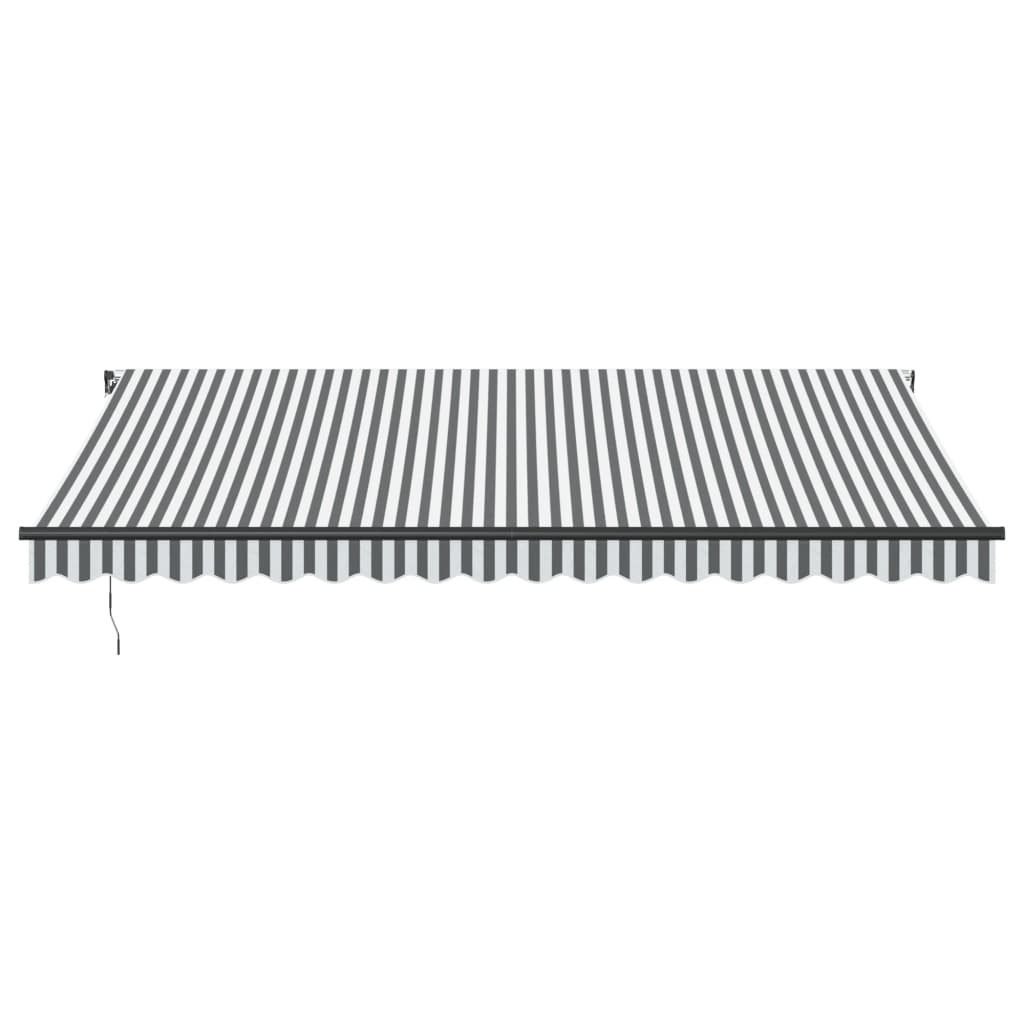 Manuell uttrekkbar markise med LED antrasitt og hvit 450x350 cm