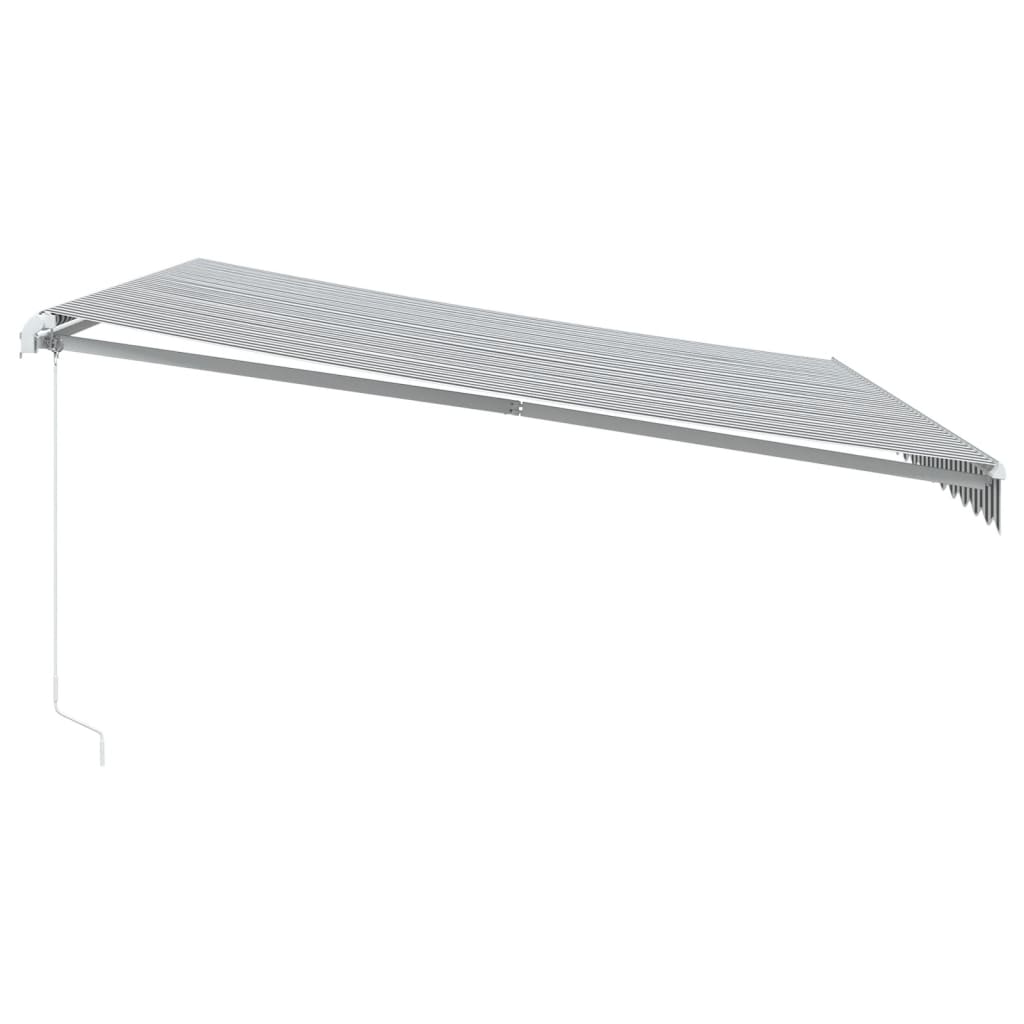 Manuell uttrekkbar markise antrasitt og hvit 450x300 cm