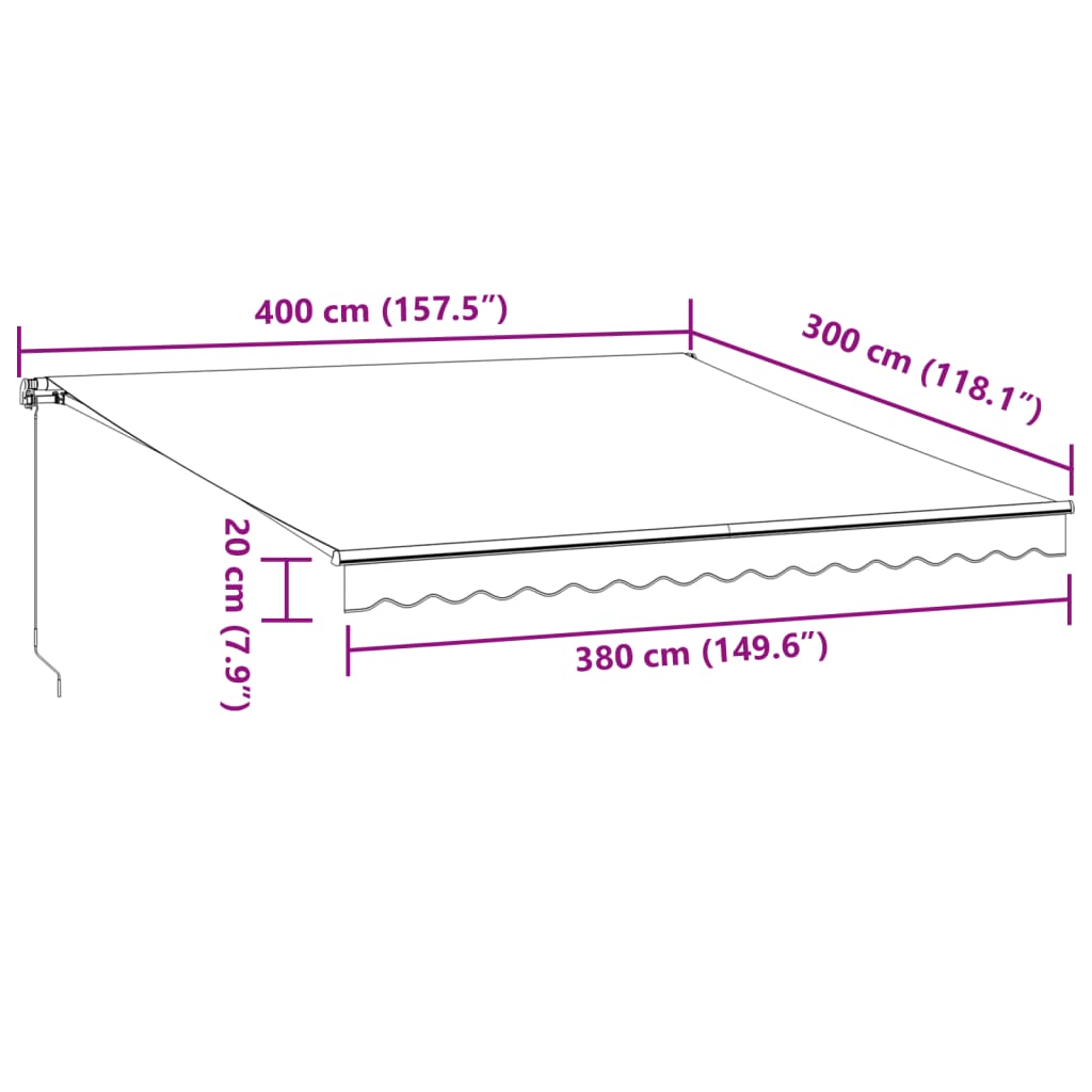 Manuell uttrekkbar markise antrasitt og hvit 400x300 cm