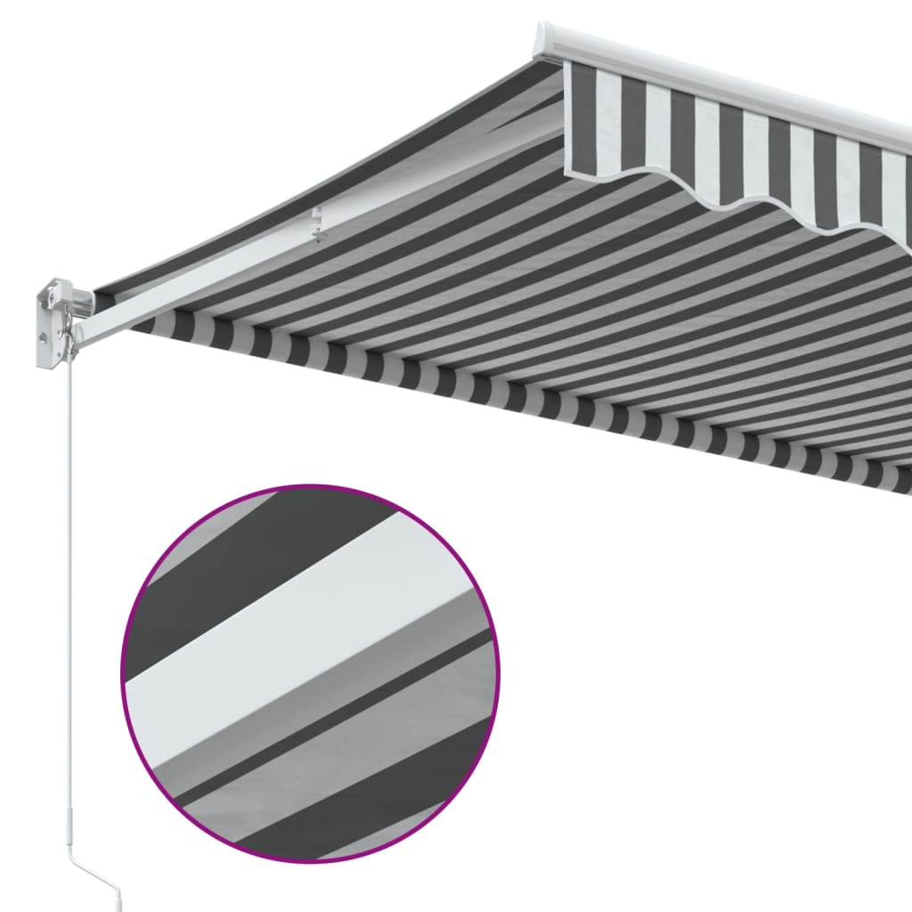Uttrekkbar markise antrasitt og hvit 3x2,5 m stoff og aluminium