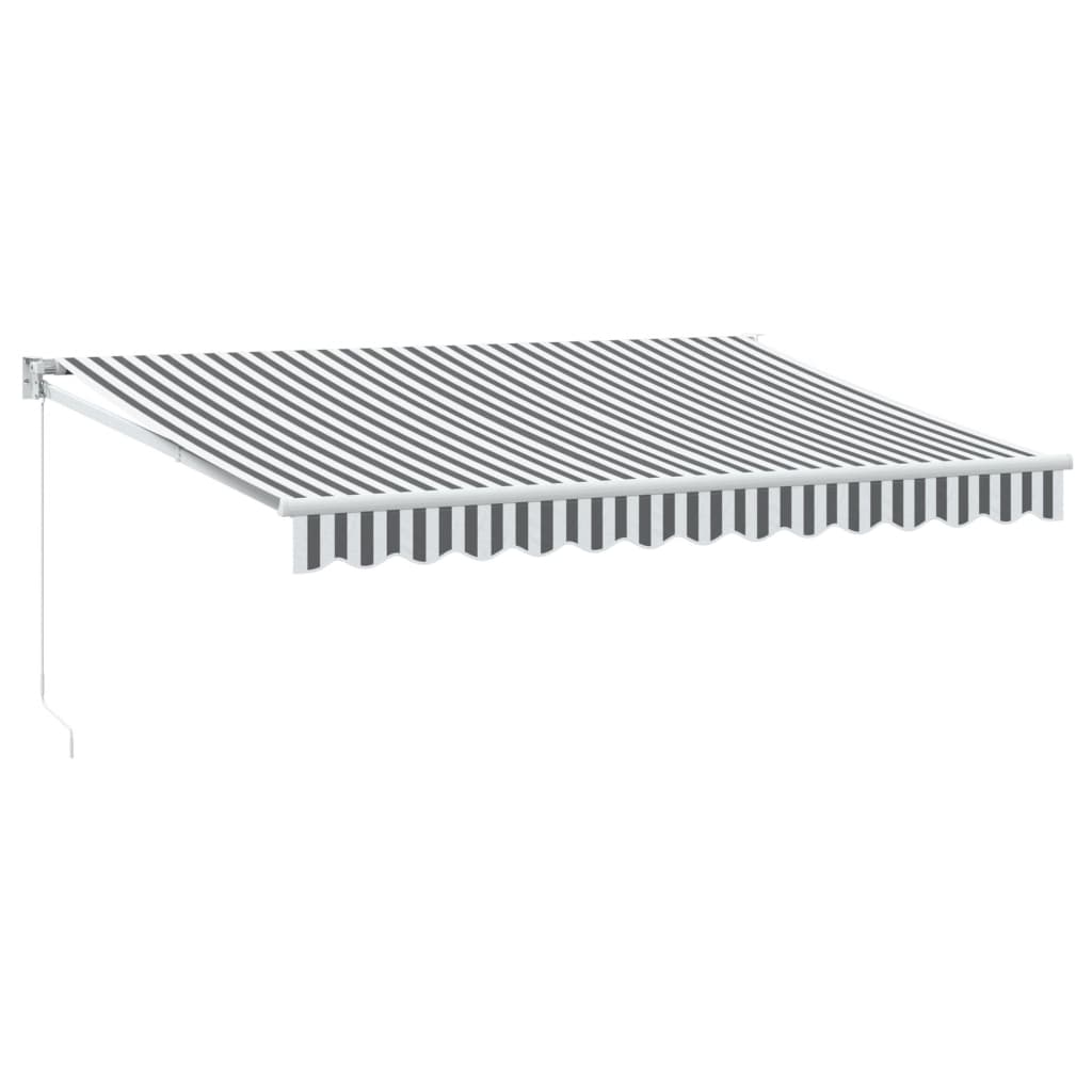 Uttrekkbar markise antrasitt og hvit 3,5x2,5 m stoff aluminium