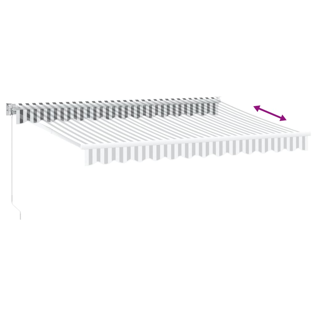 Uttrekkbar markise antrasitt og hvit 3,5x2,5 m stoff aluminium