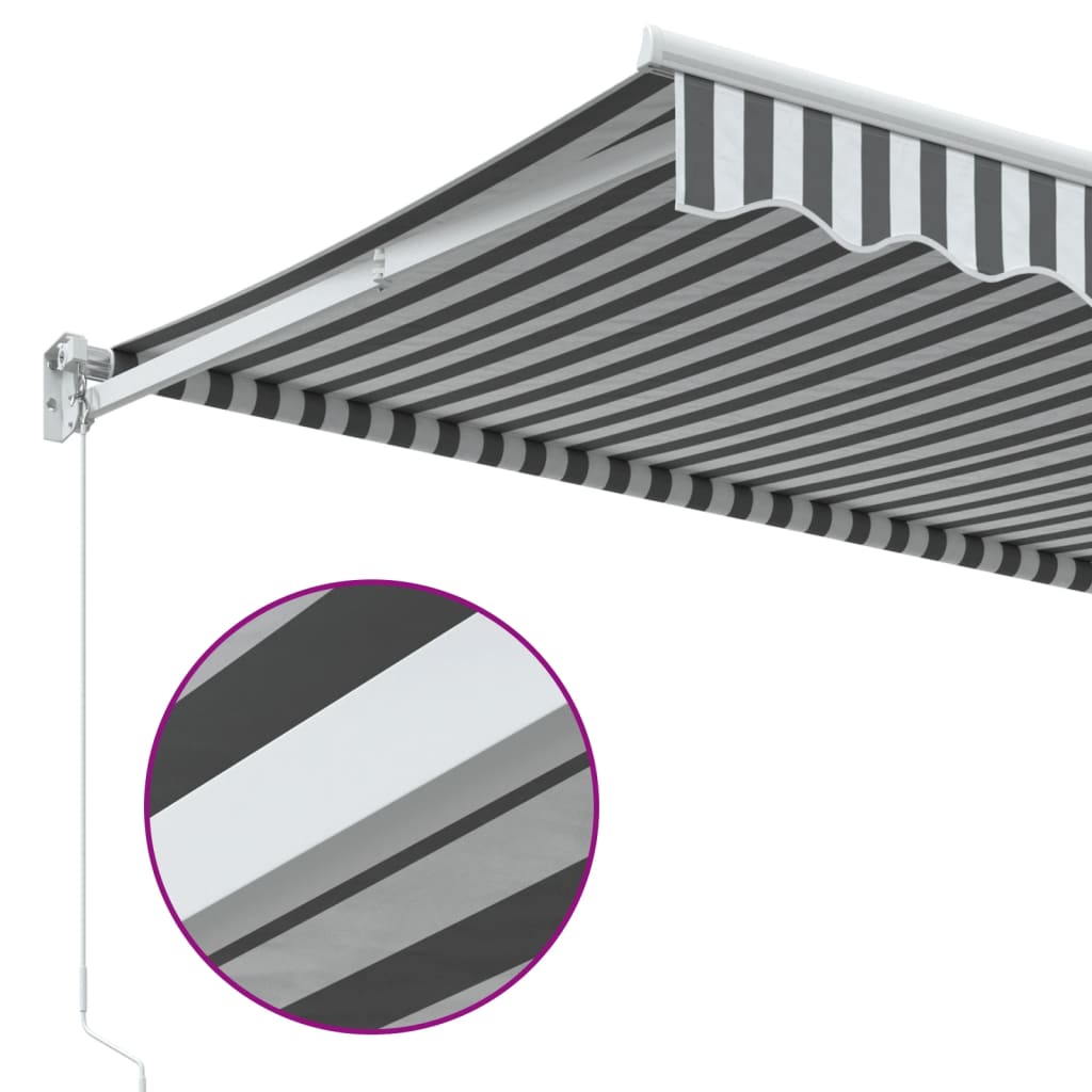 Uttrekkbar markise antrasitt og hvit 3,5x2,5 m stoff aluminium