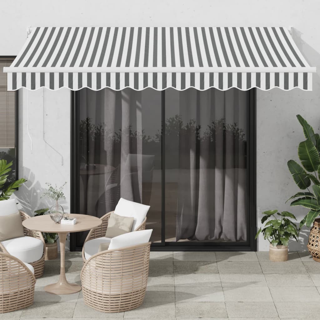Uttrekkbar markise antrasitt og hvit 3,5x2,5 m stoff aluminium