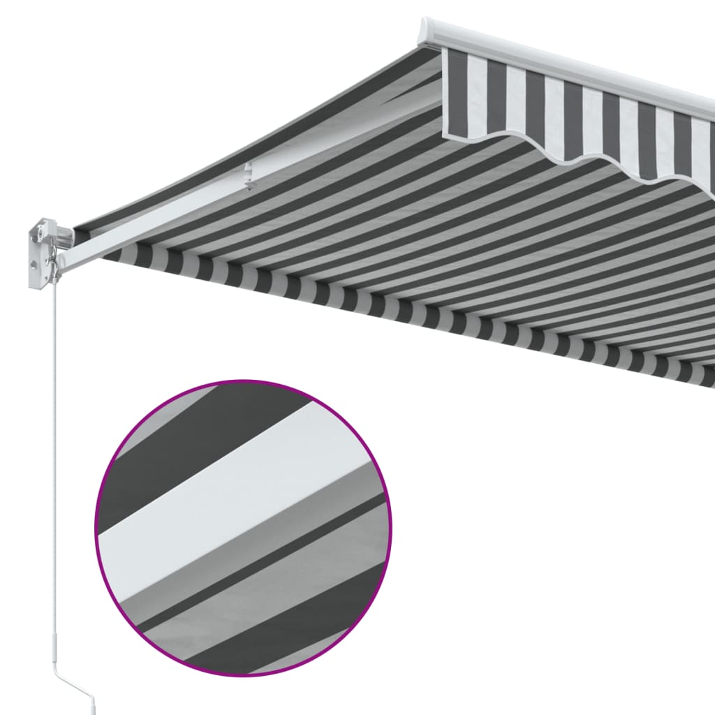 Uttrekkbar markise antrasitt og hvit 4x3 m stoff og aluminium