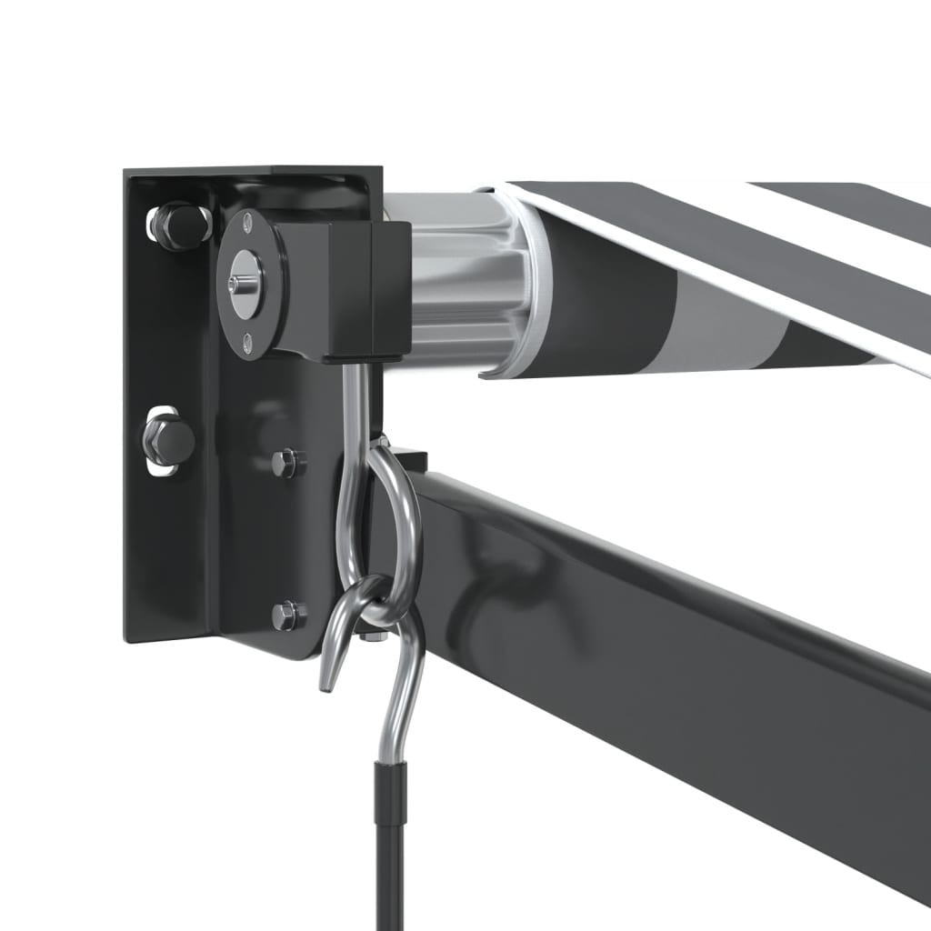 Uttrekkbar markise antrasitt og hvit 3x2,5 m stoff og aluminium