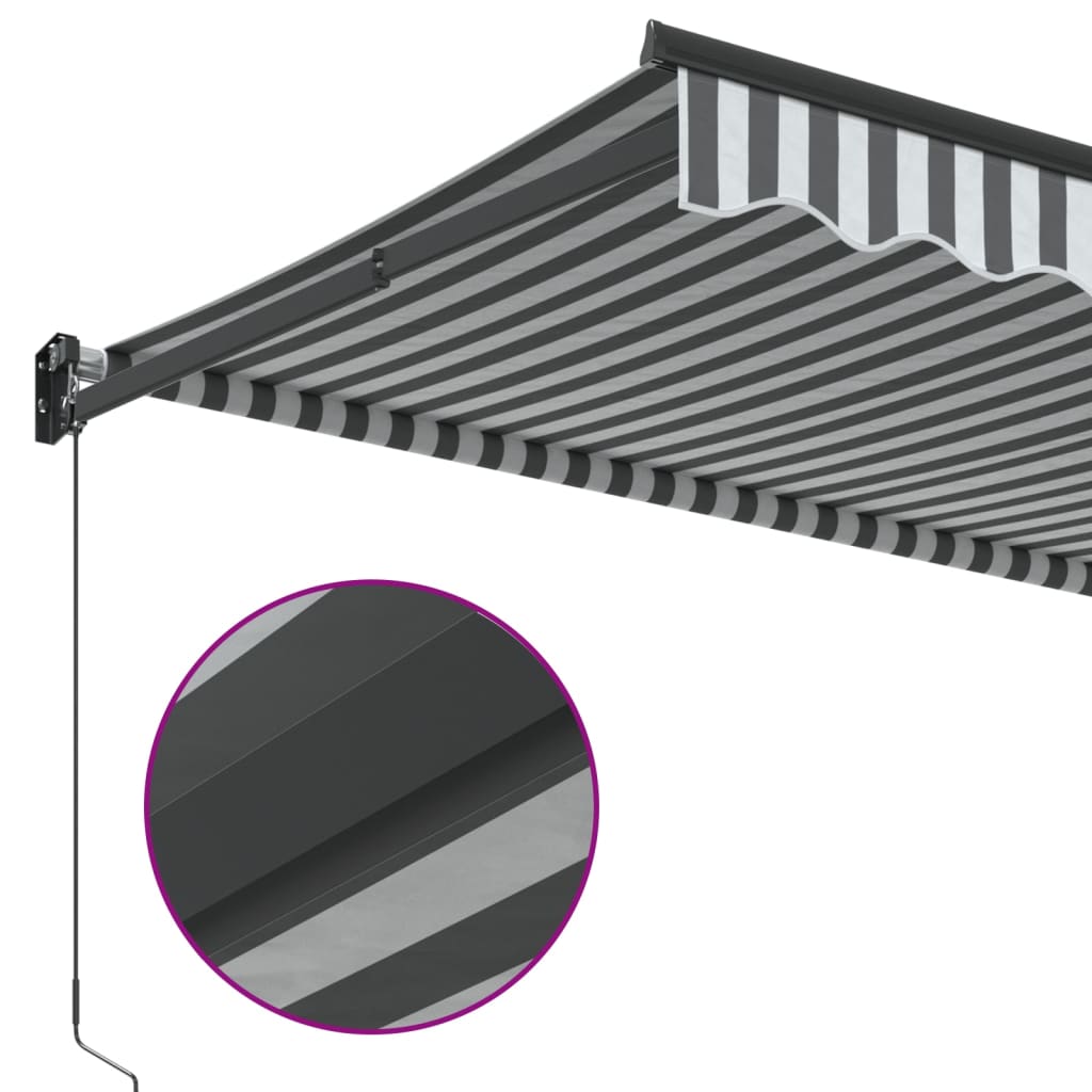 Uttrekkbar markise antrasitt og hvit 3x2,5 m stoff og aluminium