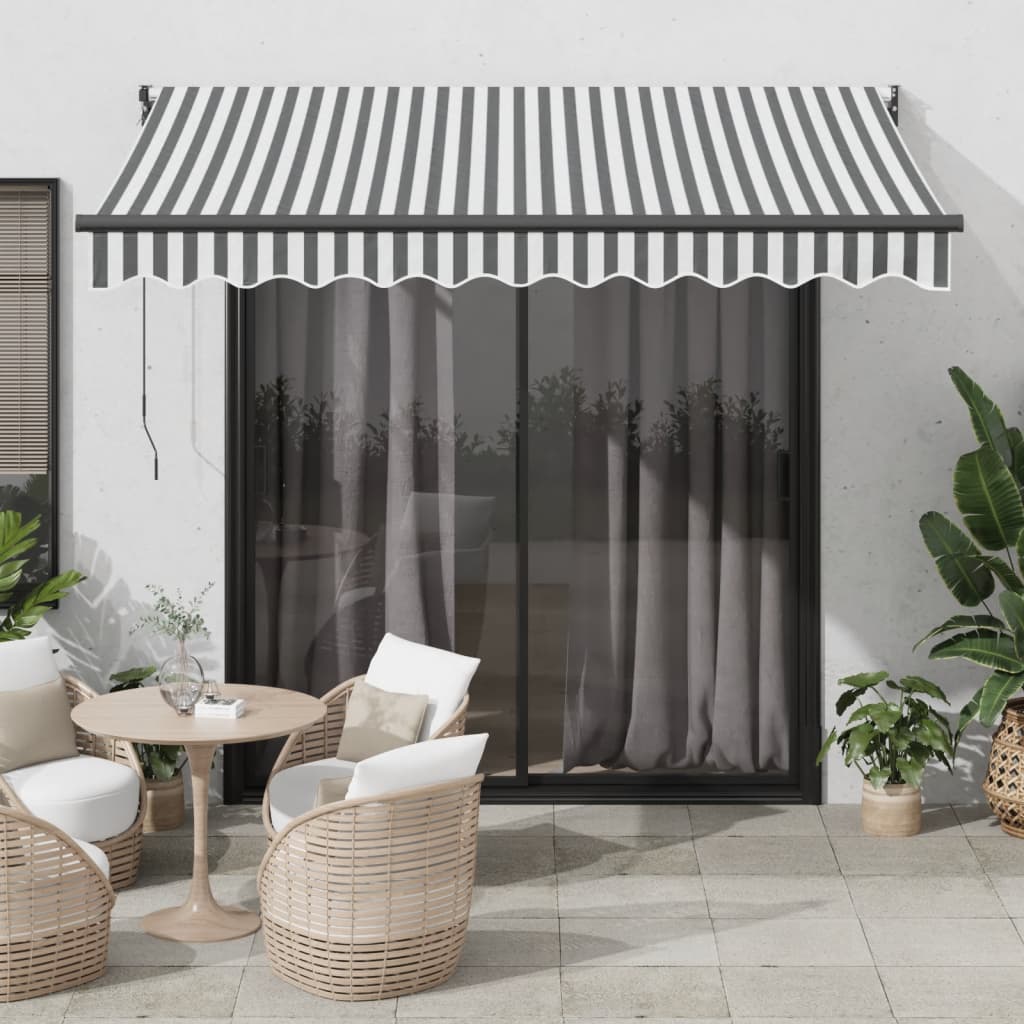 Uttrekkbar markise antrasitt og hvit 3x2,5 m stoff og aluminium