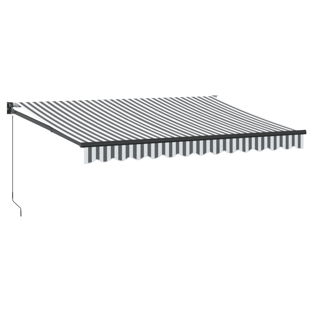 Uttrekkbar markise antrasitt og hvit 3,5x2,5 m stoff aluminium