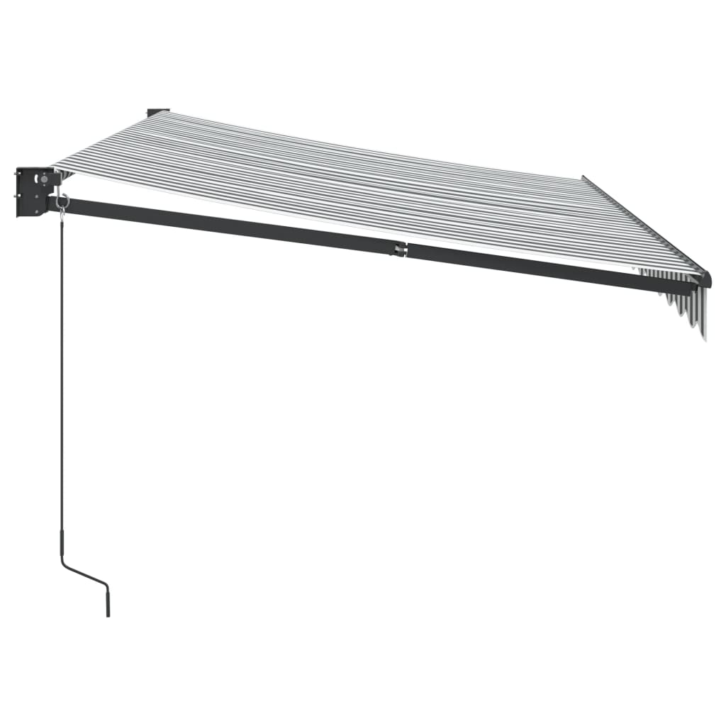 Uttrekkbar markise antrasitt og hvit 3,5x2,5 m stoff aluminium
