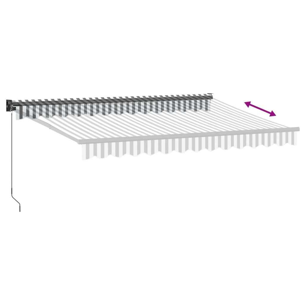 Uttrekkbar markise antrasitt og hvit 3,5x2,5 m stoff aluminium