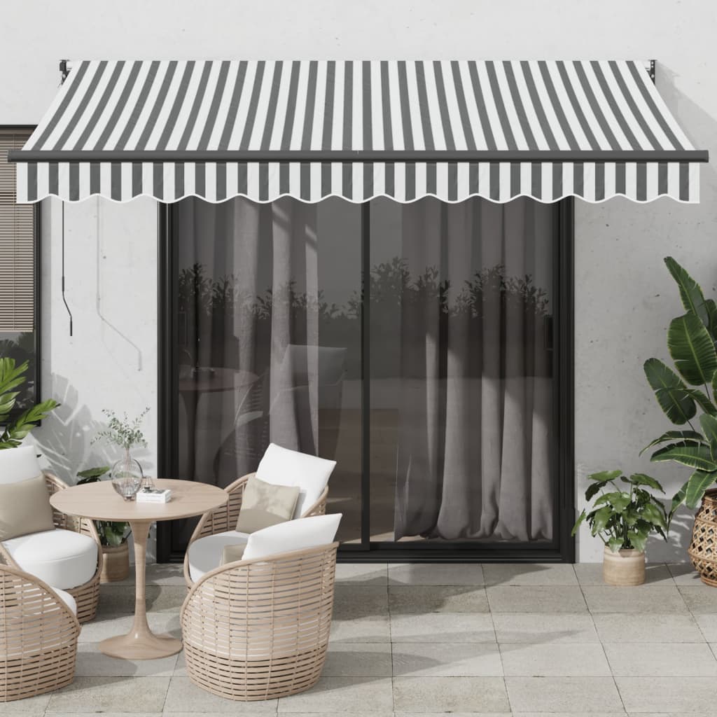 Uttrekkbar markise antrasitt og hvit 3,5x2,5 m stoff aluminium