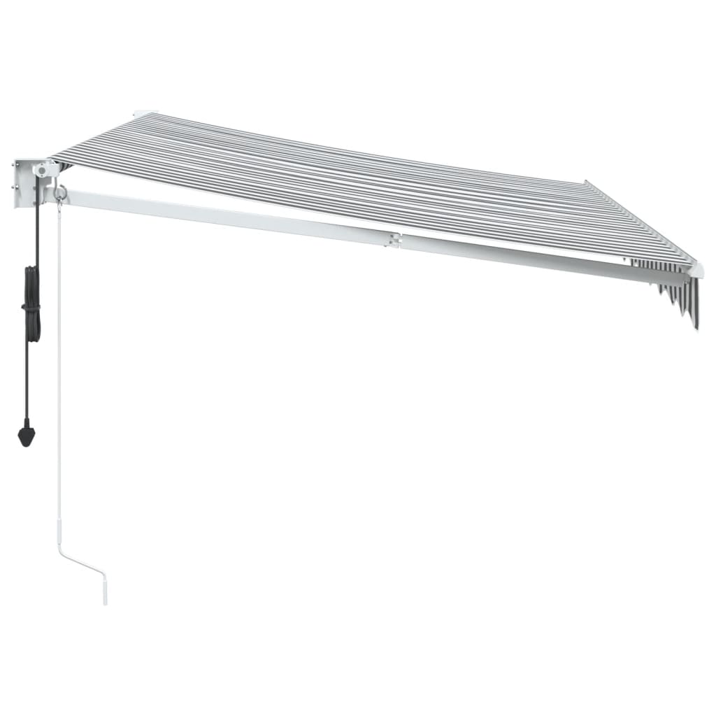 Uttrekkbar markise antrasitt og hvit 3x2,5 m stoff og aluminium
