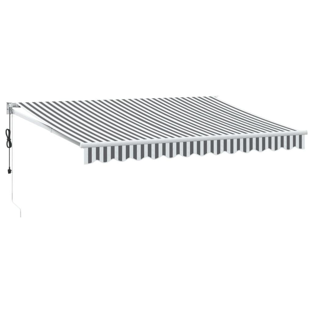 Uttrekkbar markise antrasitt og hvit 3,5x2,5 m stoff aluminium