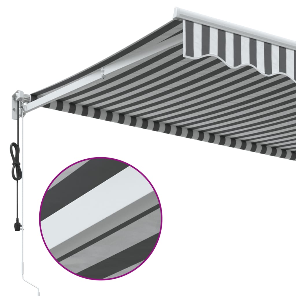 Uttrekkbar markise antrasitt og hvit 4x3 m stoff og aluminium