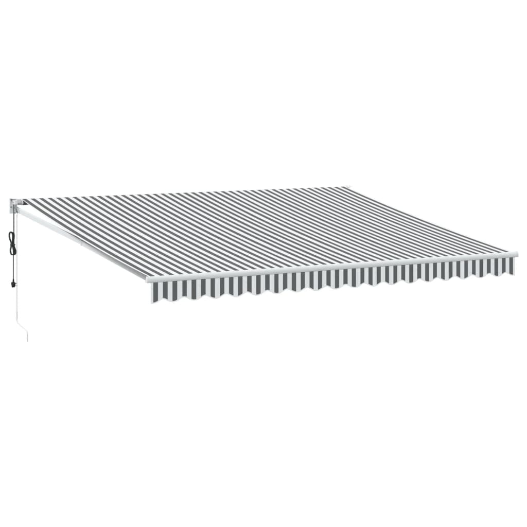 Uttrekkbar markise antrasitt og hvit 4,5x3 m stoff og aluminium