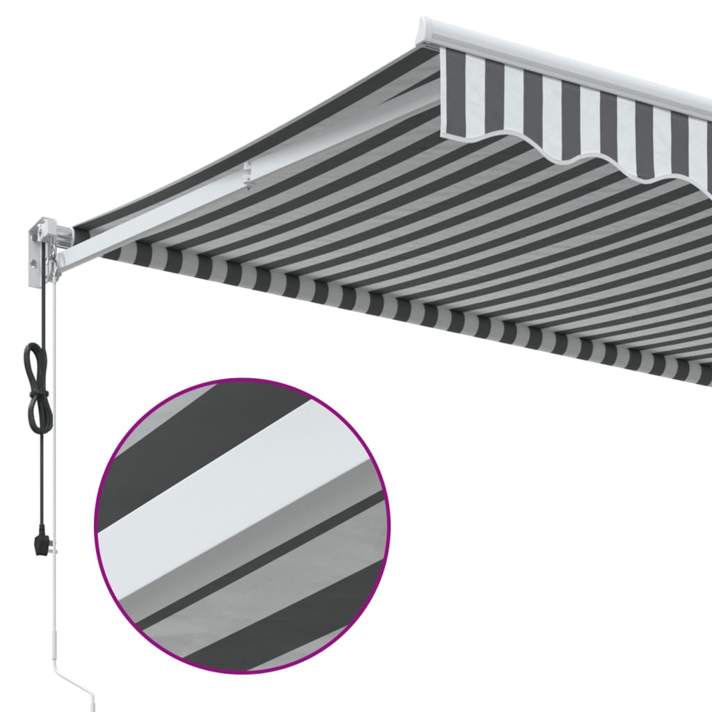 Uttrekkbar markise antrasitt og hvit 4,5x3 m stoff og aluminium