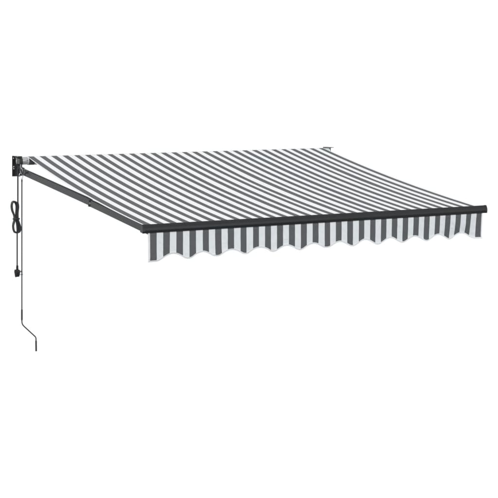 Uttrekkbar markise antrasitt og hvit 3x2,5 m stoff og aluminium