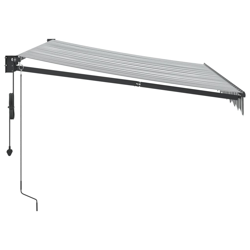 Uttrekkbar markise antrasitt og hvit 3x2,5 m stoff og aluminium