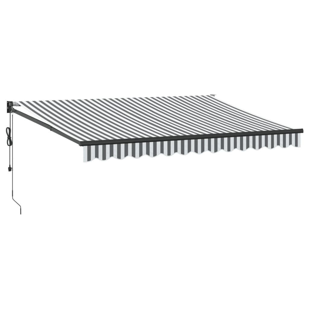 Uttrekkbar markise antrasitt og hvit 3,5x2,5 m stoff aluminium