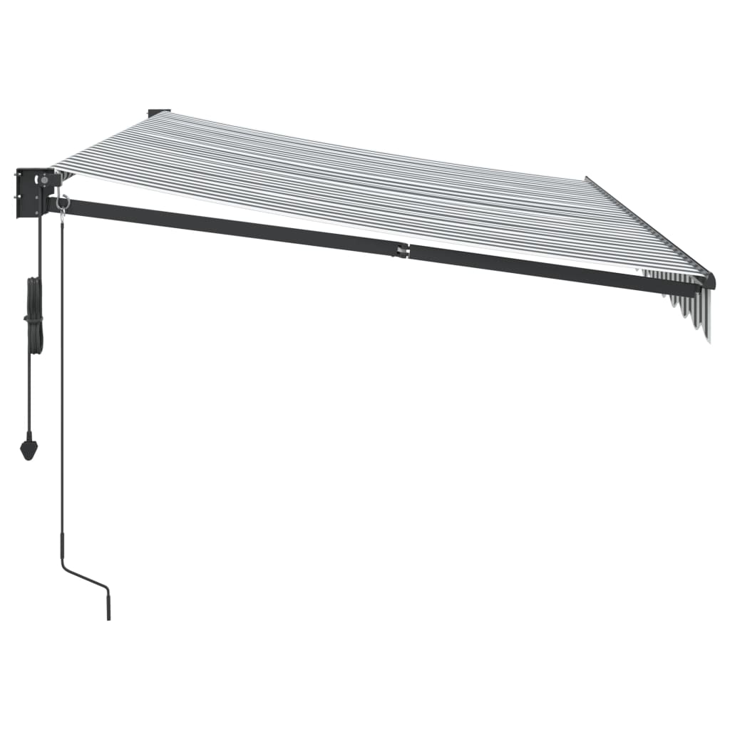 Uttrekkbar markise antrasitt og hvit 3,5x2,5 m stoff aluminium
