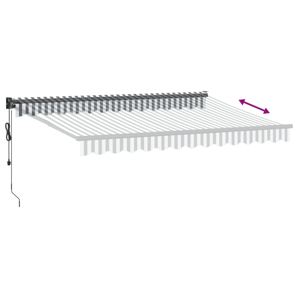 Uttrekkbar markise antrasitt og hvit 3,5x2,5 m stoff aluminium