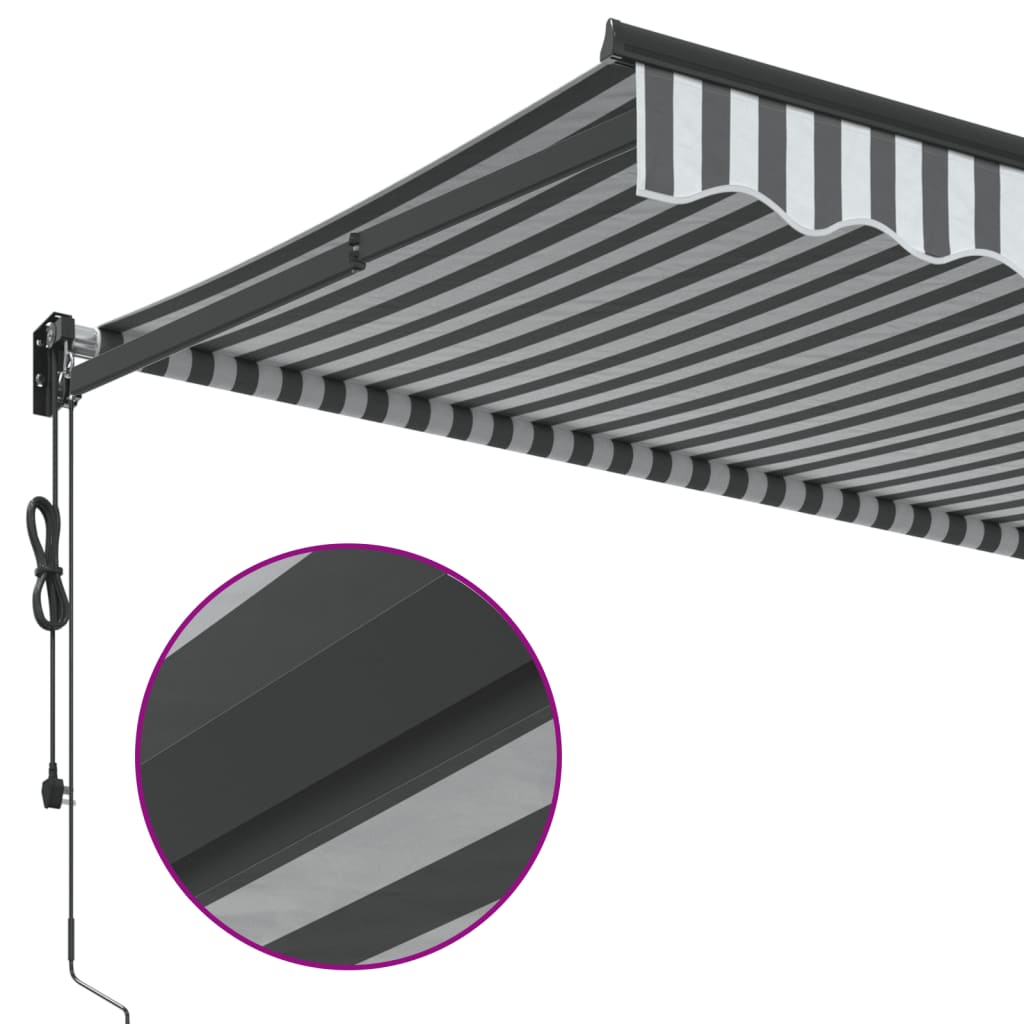 Uttrekkbar markise antrasitt og hvit 3,5x2,5 m stoff aluminium