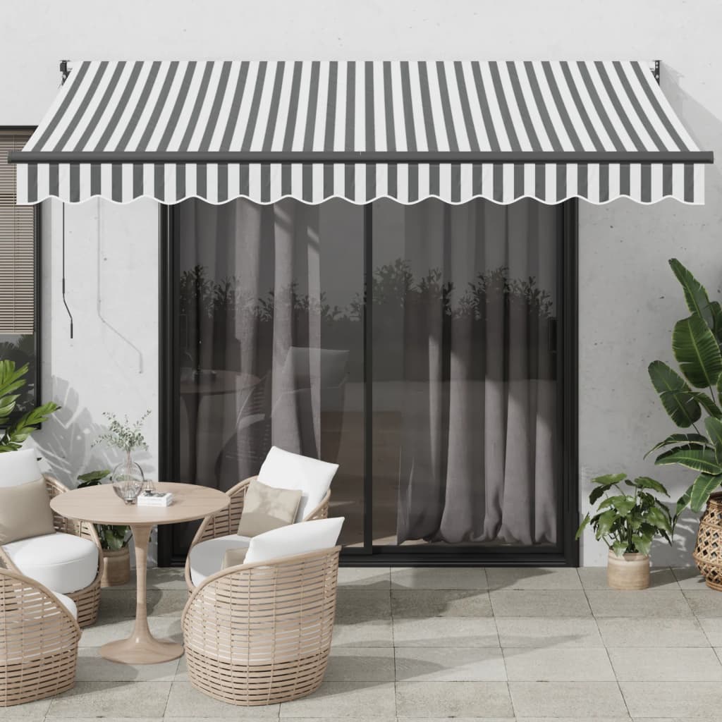 Uttrekkbar markise antrasitt og hvit 3,5x2,5 m stoff aluminium