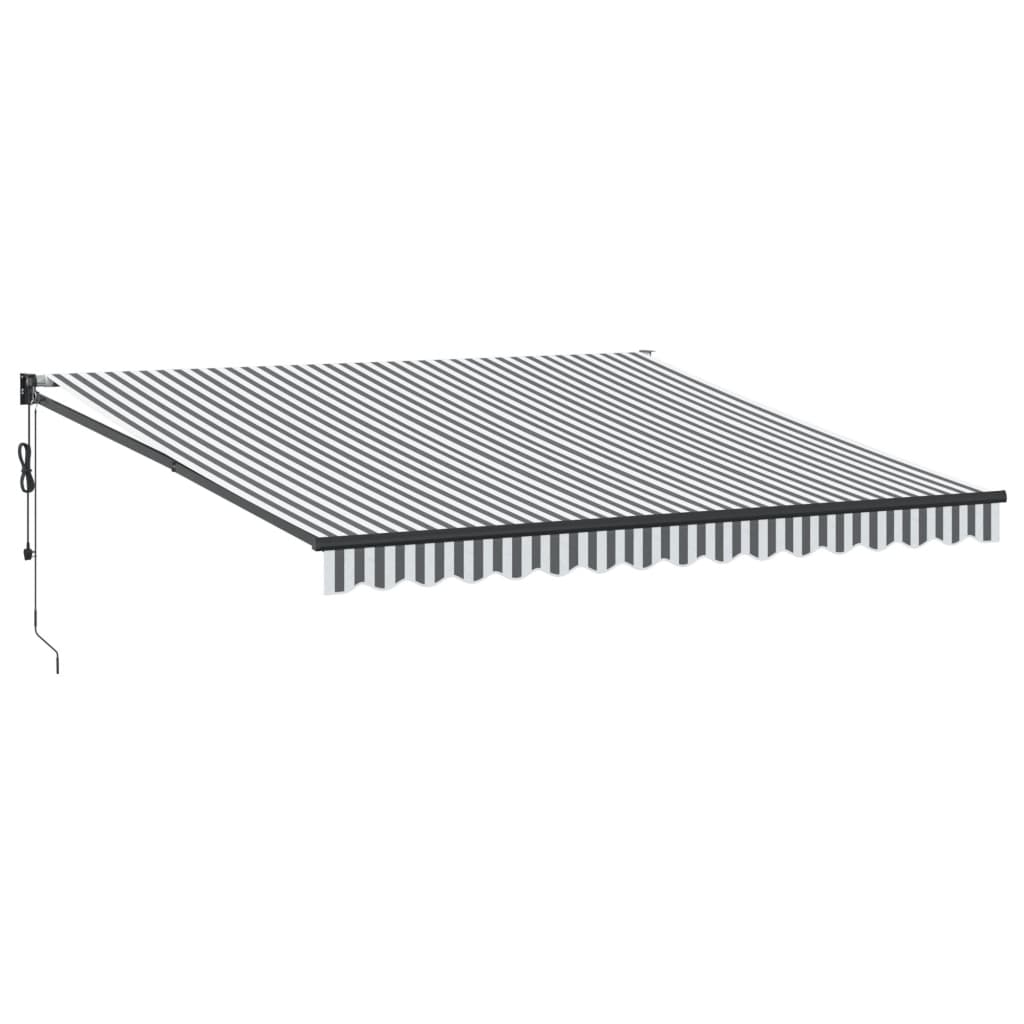 Uttrekkbar markise antrasitt og hvit 4x3 m stoff og aluminium
