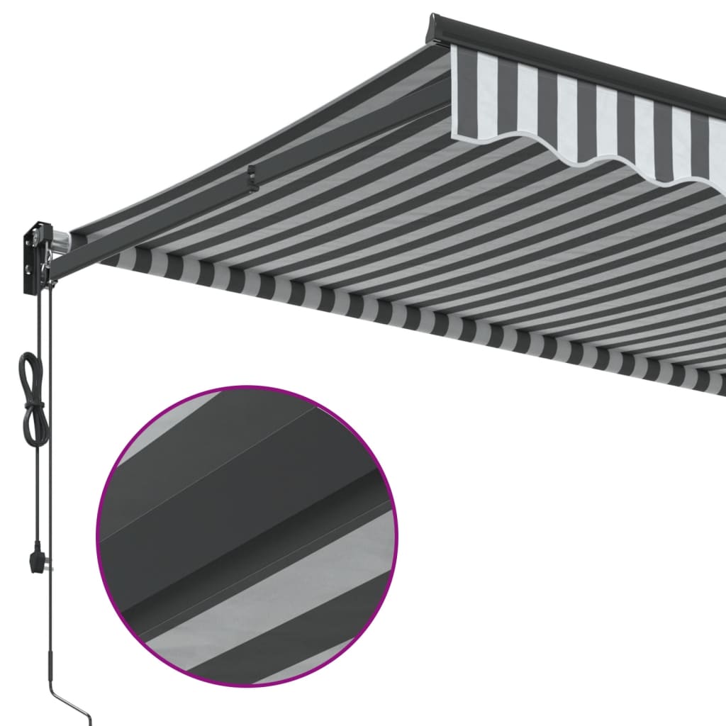 Uttrekkbar markise antrasitt og hvit 4x3 m stoff og aluminium