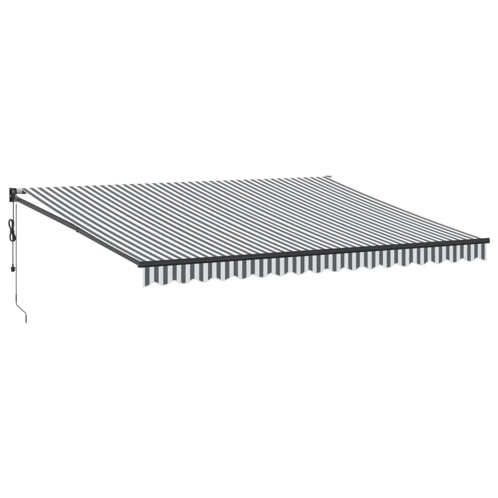 Uttrekkbar markise antrasitt og hvit 4,5x3 m stoff og aluminium
