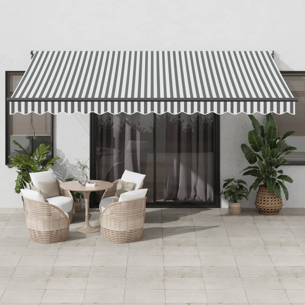 Uttrekkbar markise antrasitt og hvit 4,5x3 m stoff og aluminium