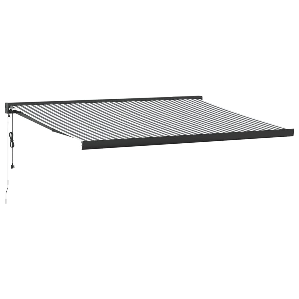 Uttrekkbar markise antrasitt og hvit 4x3 m stoff og aluminium